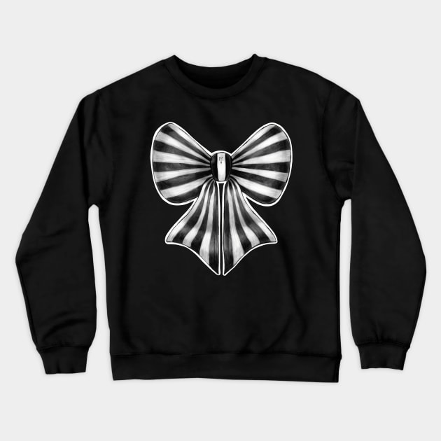 Black and White Striped Bow Crewneck Sweatshirt by Metal Tea